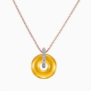 18KT Rose Gold Vermeil Donut Citrine Pave Bar Necklace - Origin Loop Front View