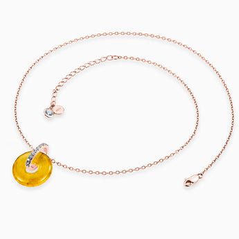 18KT Rose Gold Vermeil Donut Citrine Pave Bar Necklace - Origin Loop Side View