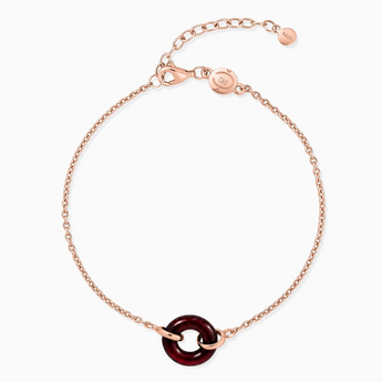 18KT Rose Gold Vermeil Donut Garnet Bracelet Entwined Beauty Front View