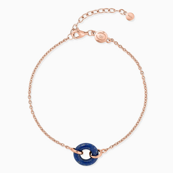 18KT Rose Gold Vermeil Donut Lapis Lazuli Bracelet Entwined Beauty Front View