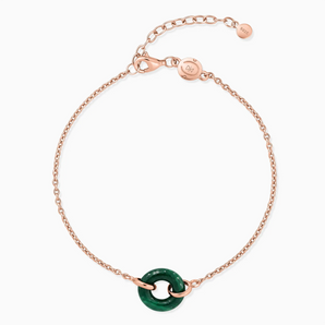 18KT Rose Gold Vermeil Donut Malachite Bracelet Entwined Beauty Front View