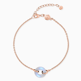 18KT Rose Gold Vermeil Donut Moonstone Bracelet Entwined Beauty Front View