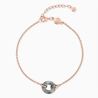 18KT Rose Gold Vermeil Donut Moss Agate Bracelet - Entwined Beauty Front View