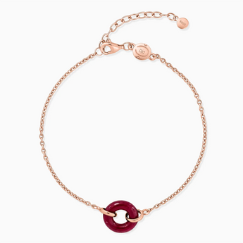 18KT Rose Gold Vermeil Donut Ruby Bracelet Entwined Beauty Front View