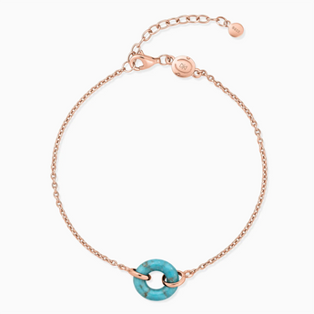 18KT Rose Gold Vermeil Donut Turquoise Bracelet - Entwined Beauty Front View