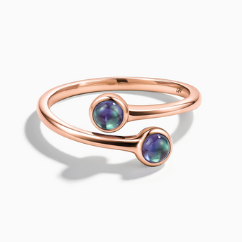 18KT Rose Gold Vermeil Double Cabochon Alexandrite Ring - Twins Collection Front View