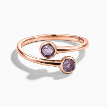 18KT Rose Gold Vermeil Double Cabochon Amethyst Ring - Twins Collection Front View