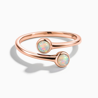 18KT Rose Gold Vermeil Double Cabochon Opal Ring - Twins Collection Front View