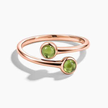 18KT Rose Gold Vermeil Double Cabochon Peridot Ring - Twins Collection Front View