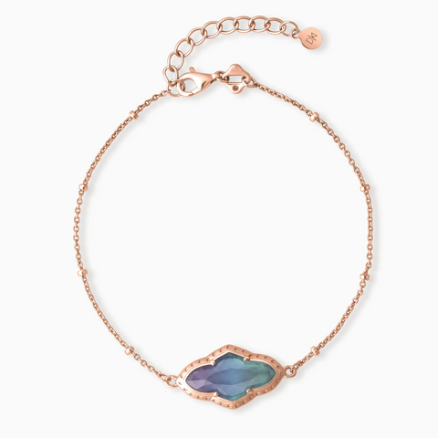 18KT Rose Gold Vermeil Flower Alexandrite Bezel Bracelet - Retro Charm Front View