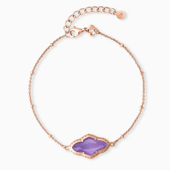 18KT Rose Gold Vermeil Flower Amethyst Bezel Bracelet - Retro Charm Front View