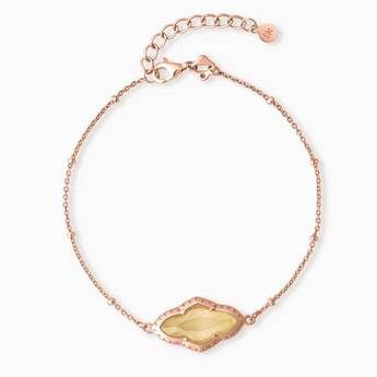 18KT Rose Gold Vermeil Flower Citrine Bezel Bracelet - Retro Charm Front View