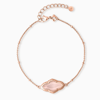 18KT Rose Gold Vermeil Flower Morganite Bezel Bracelet - Retro Charm Front View