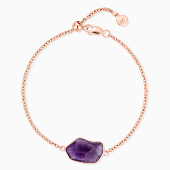 18KT Rose Gold Vermeil Freeform Amethyst Bezel Bracelet - Wild Crest Front View