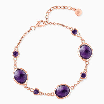 18KT Rose Gold Vermeil Freeform Amethyst Bracelet - Luminous Cadences Front View