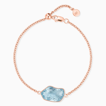 18KT Rose Gold Vermeil Freeform Aquamarine Bezel Bracelet - Wild Crest Front View