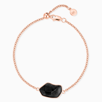 18KT Rose Gold Vermeil Freeform Black Onyx Bezel Bracelet - Wild Crest Front View