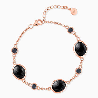 18KT Rose Gold Vermeil Freeform Black Onyx Bracelet - Luminous Cadences Front View