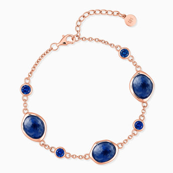 18KT Rose Gold Vermeil Freeform Blue Sapphire Bracelet - Luminous Cadences Front View