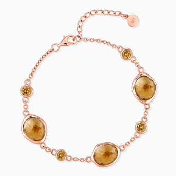 18KT Rose Gold Vermeil Freeform Citrine Bracelet - Luminous Cadences Front View