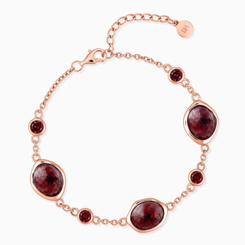 18KT Rose Gold Vermeil Freeform Garnet Bracelet - Luminous Cadences Front View