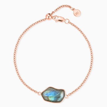 18KT Rose Gold Vermeil Freeform Labradorite Bezel Bracelet - Wild Crest Front View