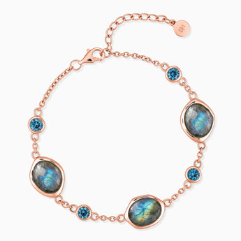 18KT Rose Gold Vermeil Freeform Labradorite Bracelet - Luminous Cadences Front View