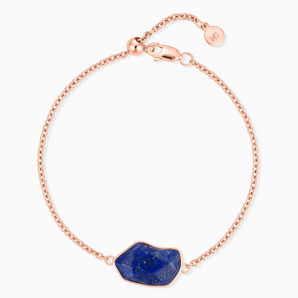 18KT Rose Gold Vermeil Freeform Lapis Lazuli Bezel Bracelet - Wild Crest Front View