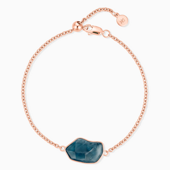 18KT Rose Gold Vermeil Freeform London Blue Topaz Bezel Bracelet - Wild Crest Front View