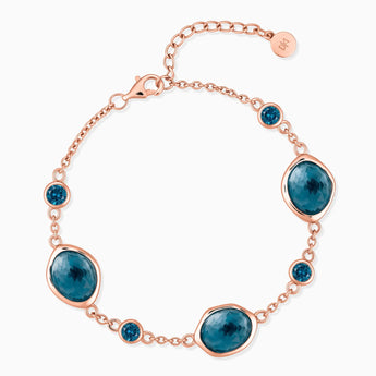 18KT Rose Gold Vermeil Freeform London Blue Topaz Bracelet - Luminous Cadence Front View