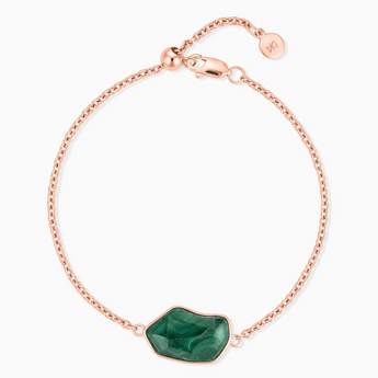 18KT Rose Gold Vermeil Freeform Malachite Bezel Bracelet - Wild Crest Front View