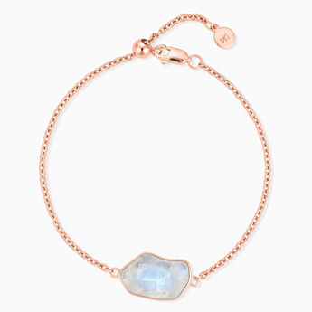18KT Rose Gold Vermeil Freeform Moonstone Bezel Bracelet - Wild Crest Front View
