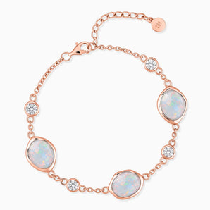 18KT Rose Gold Vermeil Freeform Opal Bracelet - Luminous Cadences Front View