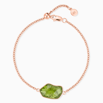 18KT Rose Gold Vermeil Freeform Peridot Bezel Bracelet - Wild Crest Front View