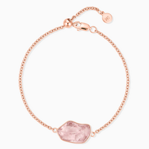 18KT Rose Gold Vermeil Freeform Rose Quartz Bezel Bracelet - Wild Crest Front View