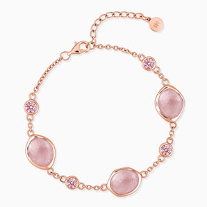 18KT Rose Gold Vermeil Freeform Rose Quartz Bracelet - Luminous Cadences Front View