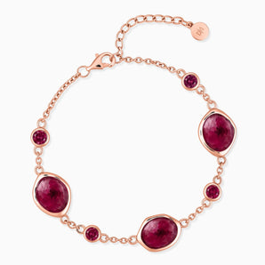 18KT Rose Gold Vermeil Freeform Ruby Bracelet - Luminous Cadence Front View