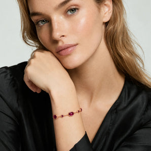 18KT Rose Gold Vermeil Freeform Ruby Bracelet - Luminous Cadences Model Shot