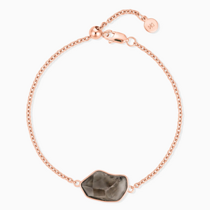 18KT Rose Gold Vermeil Freeform Smoky Quartz Bezel Bracelet - Wild Crest Front View