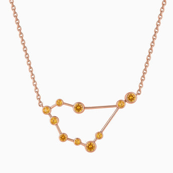 18KT Rose Gold Vermeil Gemini Zodiac Constellation Necklace - Citrine Front View