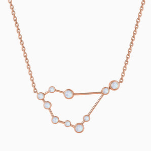 18KT Rose Gold Vermeil Gemini Zodiac Constellation Necklace - Moonstone Front View