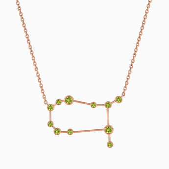 18KT Rose Gold Vermeil Gemini Zodiac Constellation Necklace - Peridot Front View