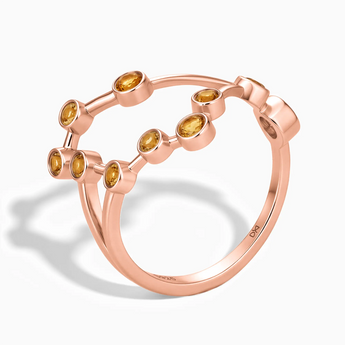 18KT Rose Gold Vermeil Gemini Zodiac Constellation Ring - Citrine Side View