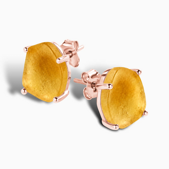 18KT Rose Gold Vermeil Geometric Freeform Citrine Stud Earrings - Facet Prism Side View