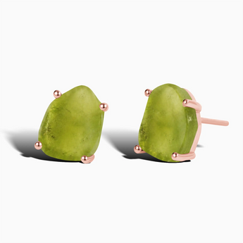 18KT Rose Gold Vermeil Geometric Freeform Peridot Stud Earrings - Facet Prism Front View
