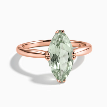 18KT Rose Gold Vermeil Green Amethyst Marquise Ring - Silent Glow Front View