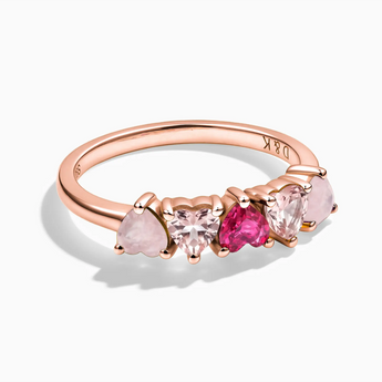 18KT Rose Gold Vermeil Heart Pink Gradient Arc Ring - Crescent Line Front View