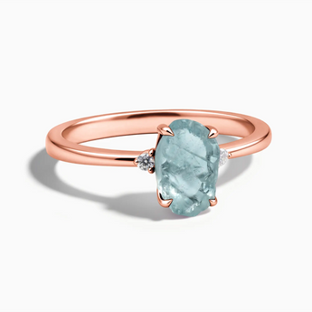 18KT Rose Gold Vermeil Irregular Aquamarine Ring - Raw Aura Front View