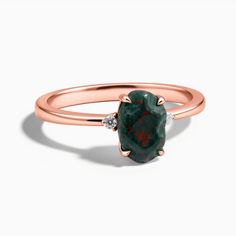 18KT Rose Gold Vermeil Irregular Bloodstone Ring - Raw Aura Front View