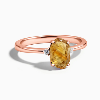 18KT Rose Gold Vermeil Irregular Citrine Ring - Raw Aura Front View